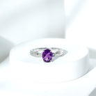 1.25 CT Oval Cut Amethyst Solitaire Ring with Diamond Amethyst - ( AAA ) - Quality - Rosec Jewels