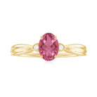 Oval Shape Pink Tourmaline Solitaire Ring with Diamond Pink Tourmaline - ( AAA ) - Quality - Rosec Jewels