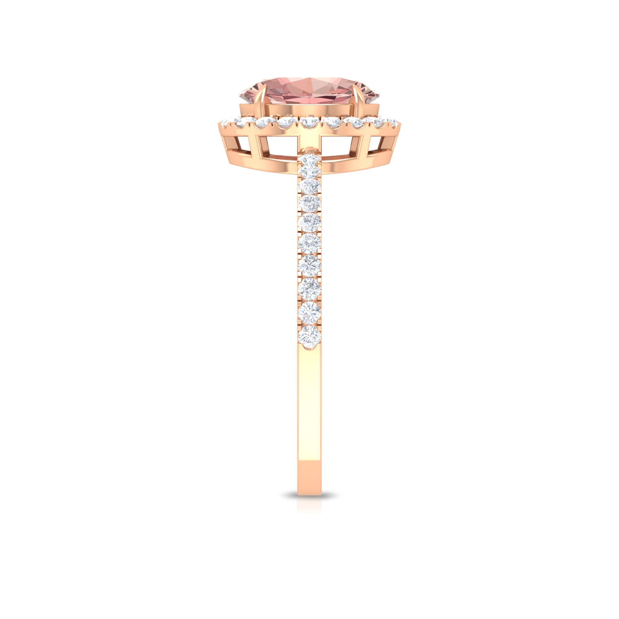 1.50 CT Oval Shape Morganite Ring with Diamond Halo Morganite - ( AAA ) - Quality - Rosec Jewels