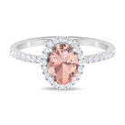 1.50 CT Oval Shape Morganite Ring with Diamond Halo Morganite - ( AAA ) - Quality - Rosec Jewels