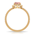 1.50 CT Oval Shape Morganite Ring with Diamond Halo Morganite - ( AAA ) - Quality - Rosec Jewels