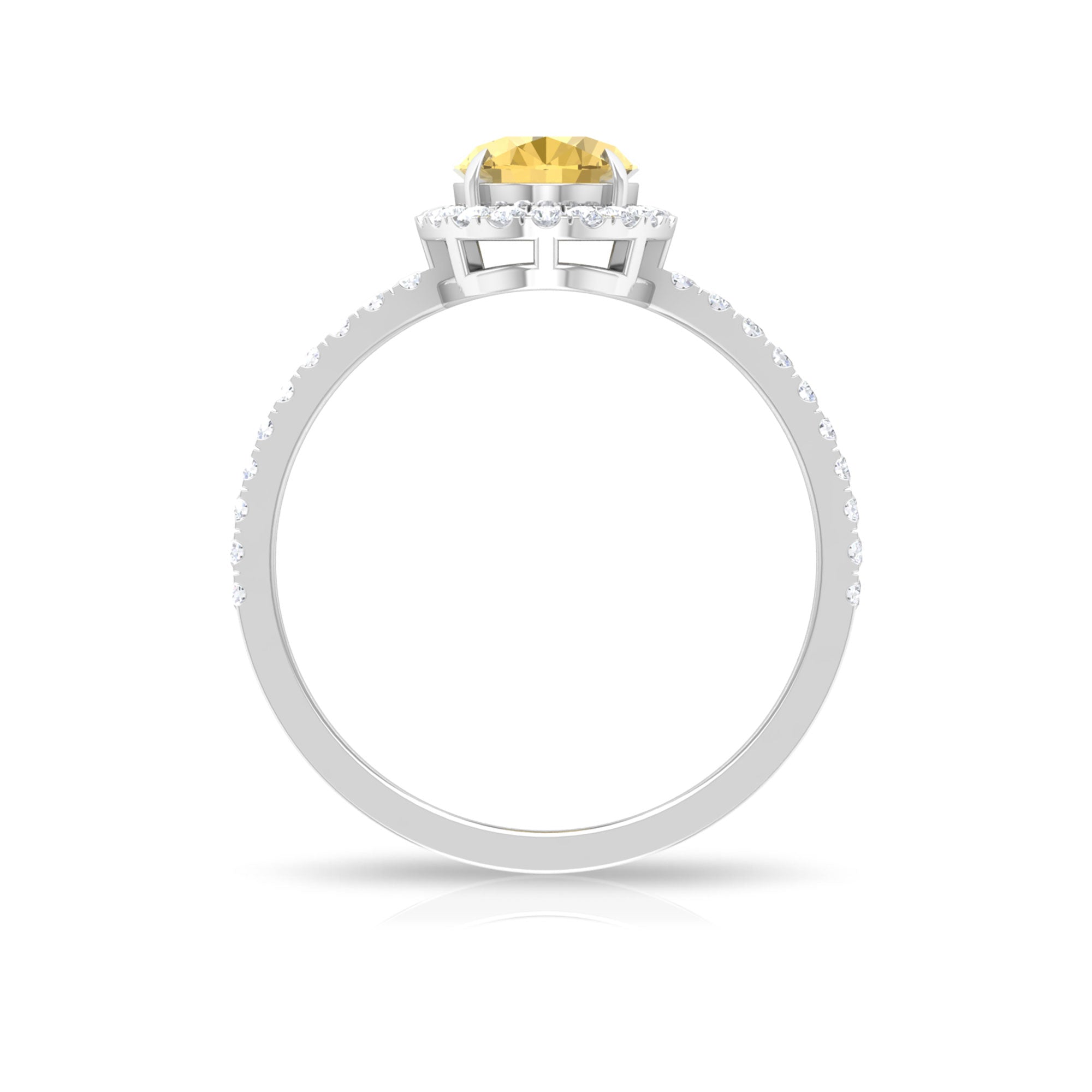 1.5 CT Oval Cut Citrine and Diamond Halo Engagement Ring Citrine - ( AAA ) - Quality - Rosec Jewels