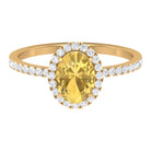 1.5 CT Oval Cut Citrine and Diamond Halo Engagement Ring Citrine - ( AAA ) - Quality - Rosec Jewels