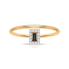 Baguette Black Onyx Dainty Promise Ring with Diamond Black Onyx - ( AAA ) - Quality - Rosec Jewels