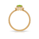 Oval Peridot Halo Engagement Ring with Diamond Peridot - ( AAA ) - Quality - Rosec Jewels