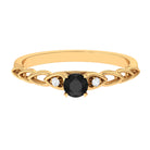 0.50 CT Black Spinel Solitaire Ring with Diamond and Cutout Details Black Spinel - ( AAA ) - Quality - Rosec Jewels