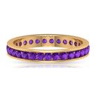 Round Shape Amethyst Eternity Ring in Channel Setting Amethyst - ( AAA ) - Quality - Rosec Jewels