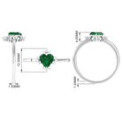 Heart Shape Created Emerald Designer Engagement Ring with Diamond Lab Created Emerald - ( AAAA ) - Quality - Rosec Jewels