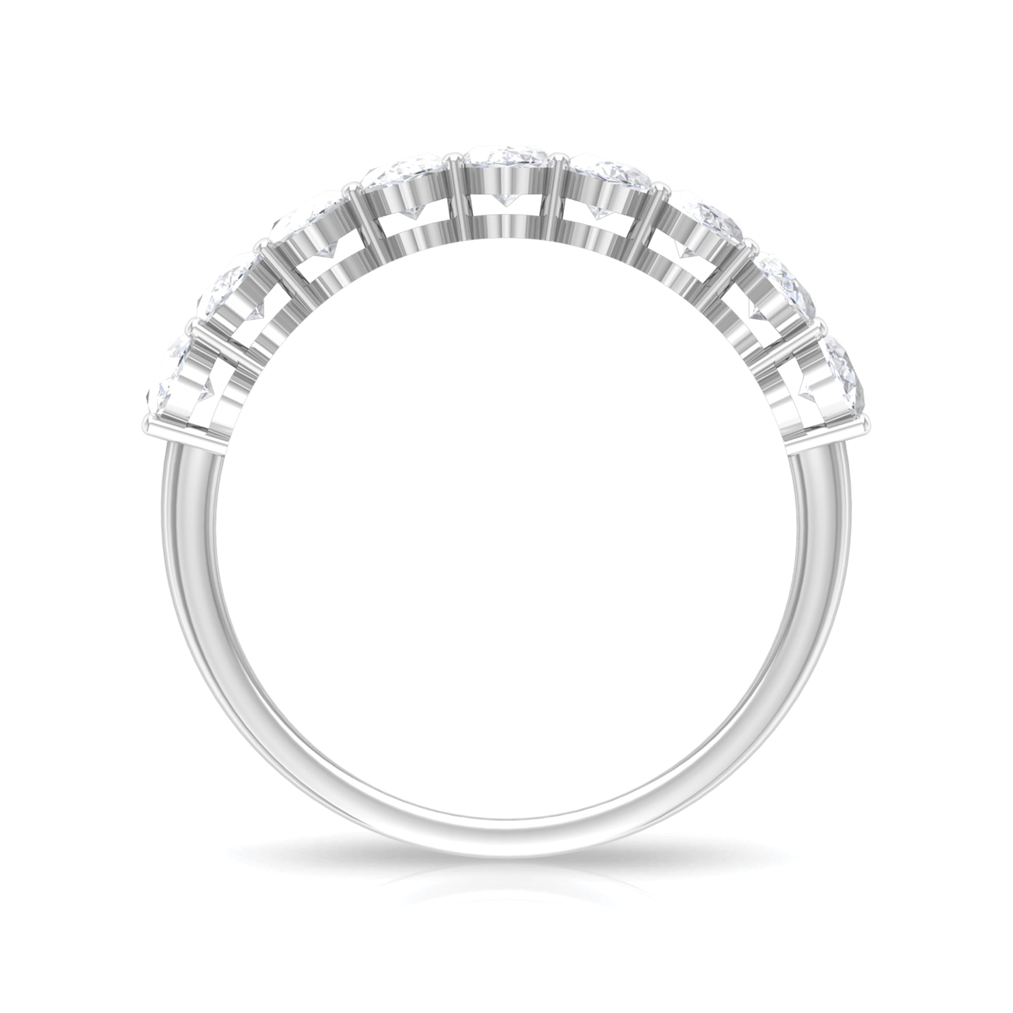 2.50 CT Oval Moissanite Half Eternity Band Ring in Gold Moissanite - ( D-VS1 ) - Color and Clarity - Rosec Jewels