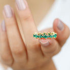 Lab Grown Emerald Round Eternity Band Ring Lab Created Emerald - ( AAAA ) - Quality - Rosec Jewels