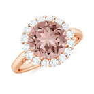 2.50 CT Round Shape Morganite and Diamond Engagement Ring Morganite - ( AAA ) - Quality - Rosec Jewels