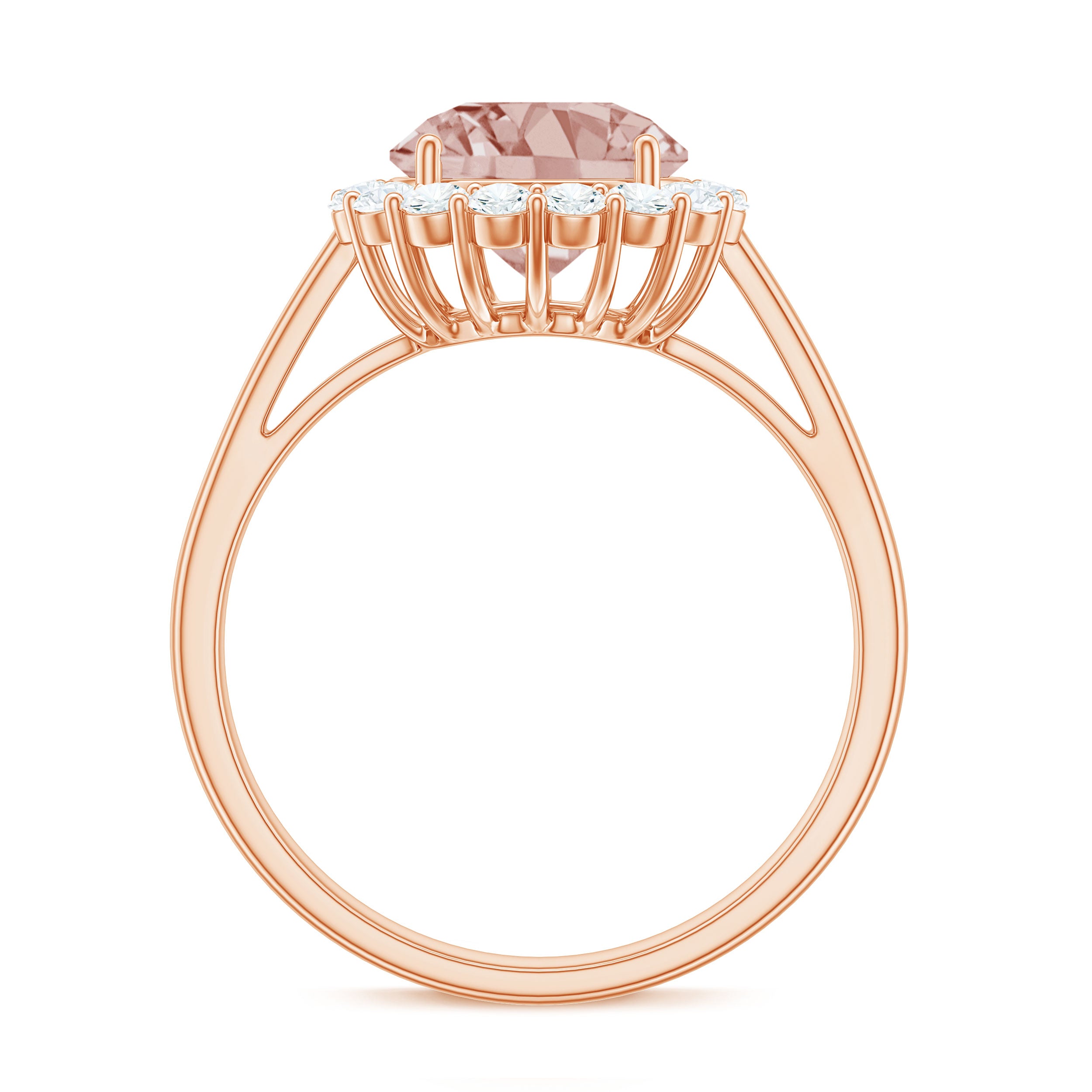 2.50 CT Round Shape Morganite and Diamond Engagement Ring Morganite - ( AAA ) - Quality - Rosec Jewels