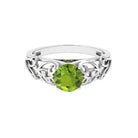 1.25 CT Antique Peridot Solitaire Ring with Diamond Accent Peridot - ( AAA ) - Quality - Rosec Jewels