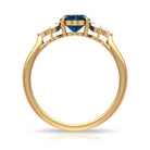 Claw Set London Blue Topaz Solitaire Ring with Marquise Diamond Trio London Blue Topaz - ( AAA ) - Quality - Rosec Jewels