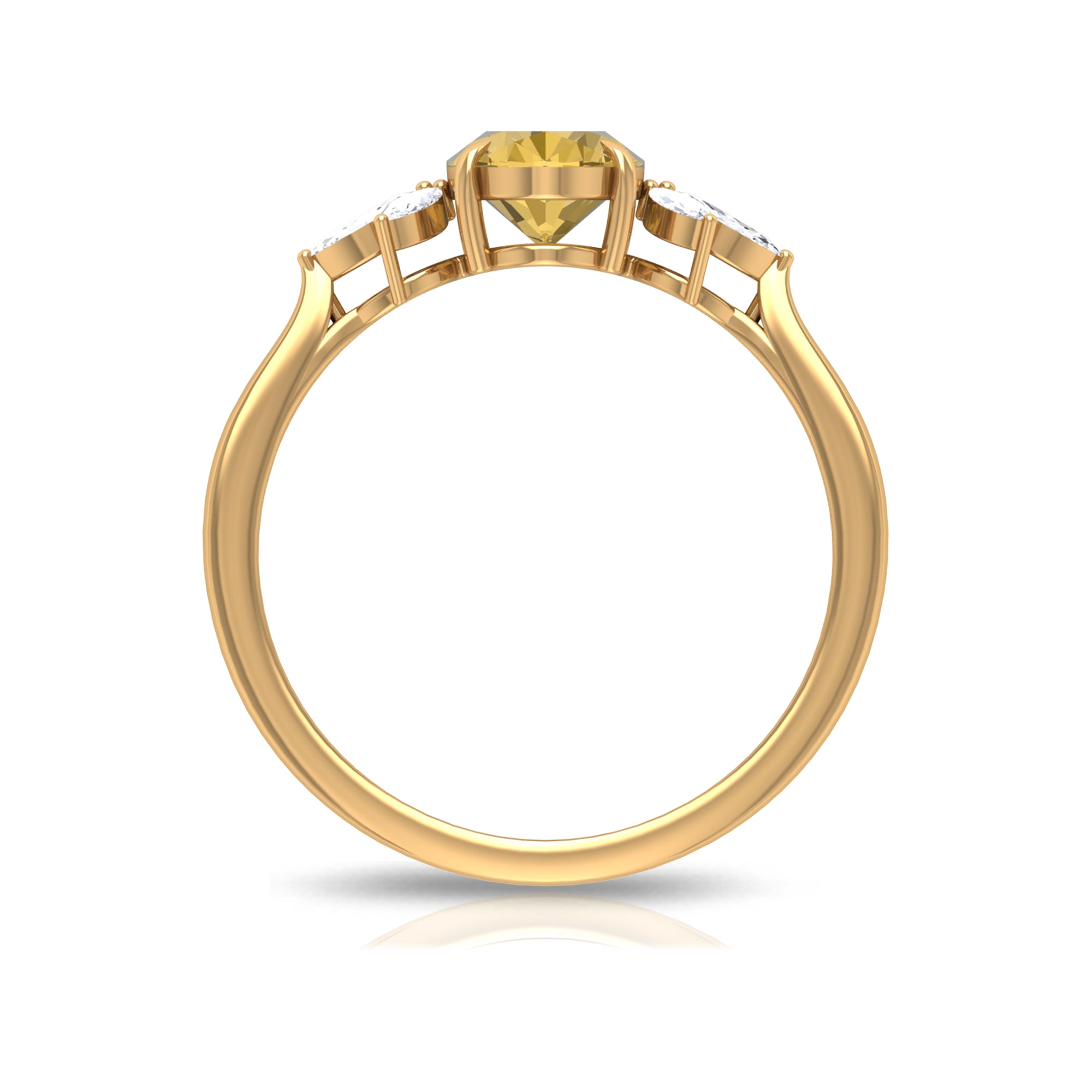 Claw Set Oval Citrine Solitaire Ring with Marquise Diamond Trio Citrine - ( AAA ) - Quality - Rosec Jewels