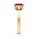 Claw Set Oval Created Ruby Solitaire Ring with Marquise Diamond Trio Lab Created Ruby - ( AAAA ) - Quality - Rosec Jewels