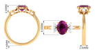 2 CT Claw Set Oval Rhodolite Solitaire Ring with Diamond Rhodolite - ( AAA ) - Quality - Rosec Jewels