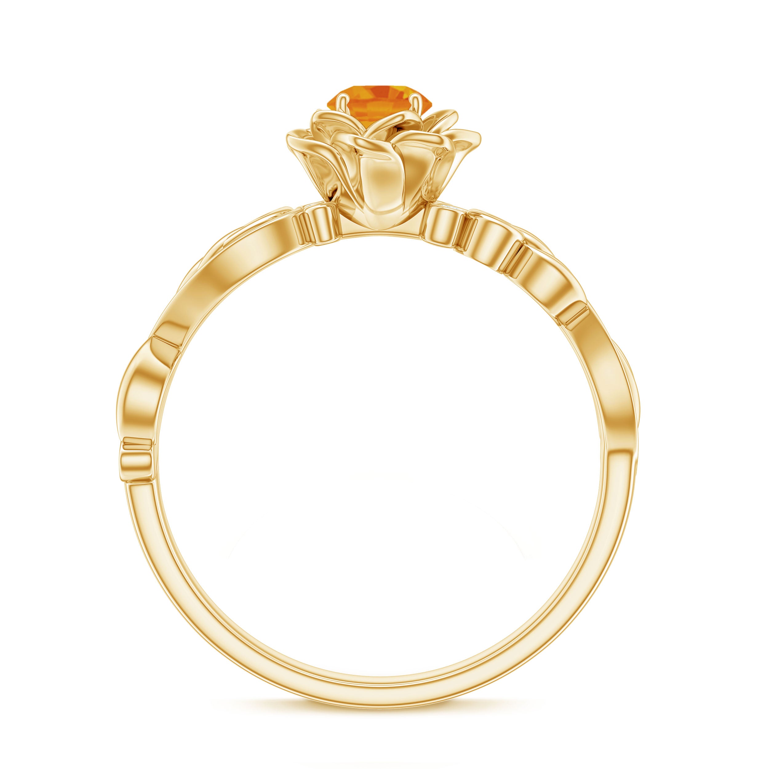 Flower Inspired Orange Sapphire and Diamond Engagement Ring Orange Sapphire - ( AAA ) - Quality - Rosec Jewels