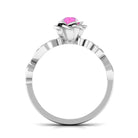 Flower Inspired Pink Sapphire and Diamond Engagement Ring Pink Sapphire - ( AAA ) - Quality - Rosec Jewels