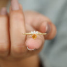 Heart Shape Citrine and Diamond Dainty Promise Ring with Beaded Detailing Citrine - ( AAA ) - Quality - Rosec Jewels