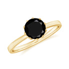 1 CT Real Black Diamond Solitaire Ring in Lotus Basket Setting Black Diamond - ( AAA ) - Quality - Rosec Jewels