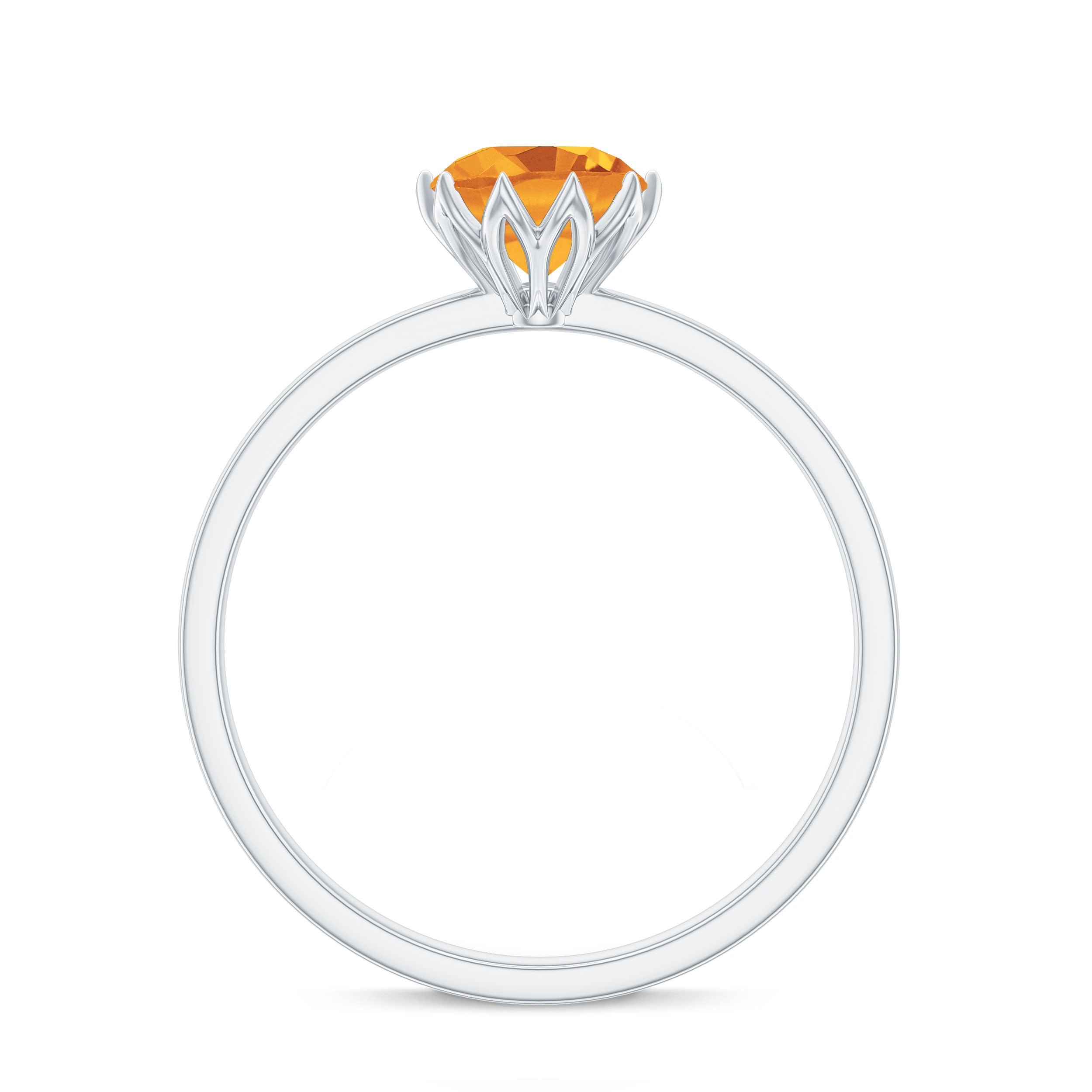 1.25 CT Real Citrine Solitaire Ring in Lotus Basket Setting Citrine - ( AAA ) - Quality - Rosec Jewels