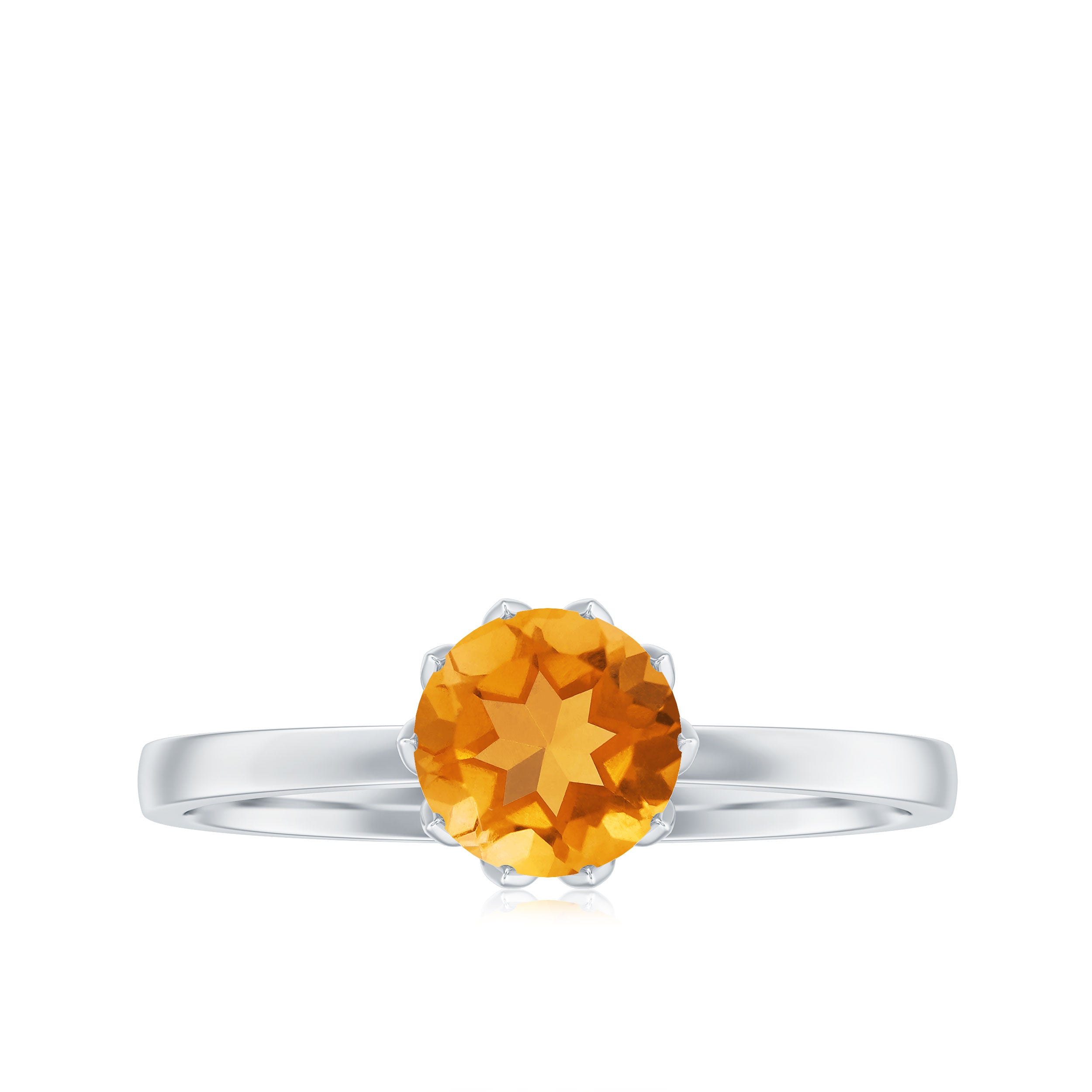 1.25 CT Real Citrine Solitaire Ring in Lotus Basket Setting Citrine - ( AAA ) - Quality - Rosec Jewels