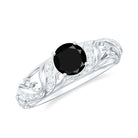 1 CT Vintage Style Created Black Diamond Engagement Ring with Diamond Lab Created Black Diamond - ( AAAA ) - Quality - Rosec Jewels