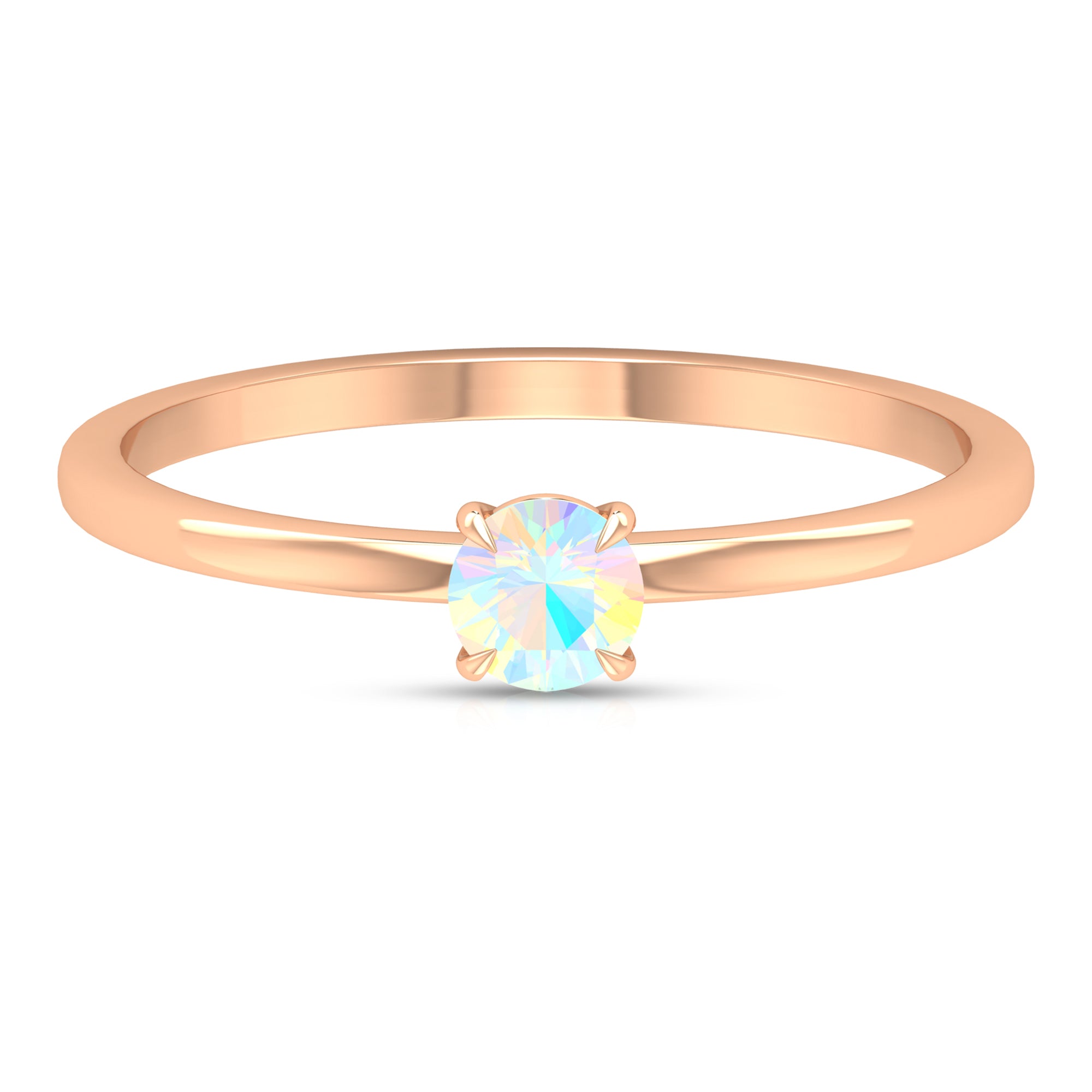 1/4 CT Claw Set Round Ethiopian Opal Solitaire Promise Ring Ethiopian Opal - ( AAA ) - Quality - Rosec Jewels