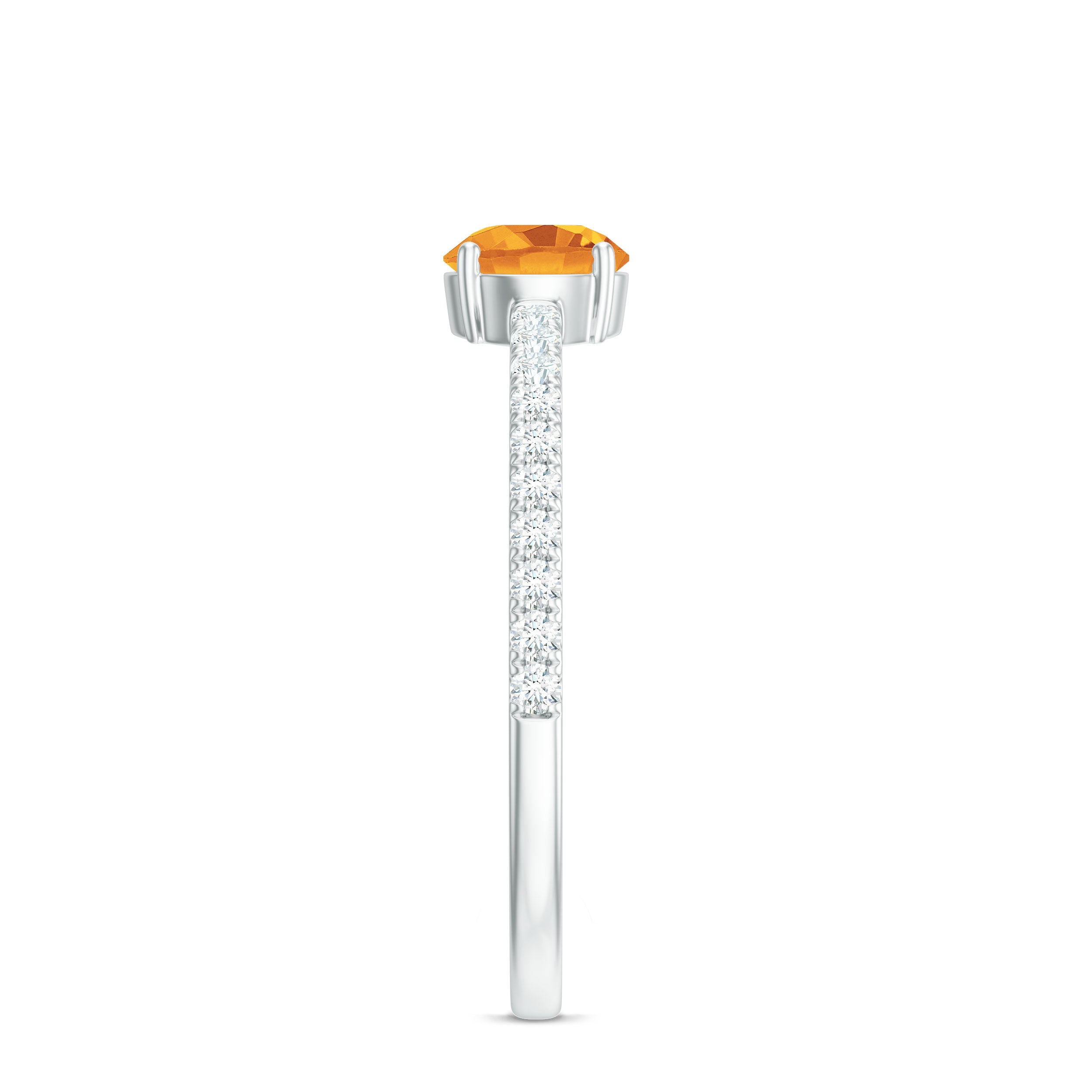 Minimal Citrine Solitaire Promise Ring with Diamonds Citrine - ( AAA ) - Quality - Rosec Jewels