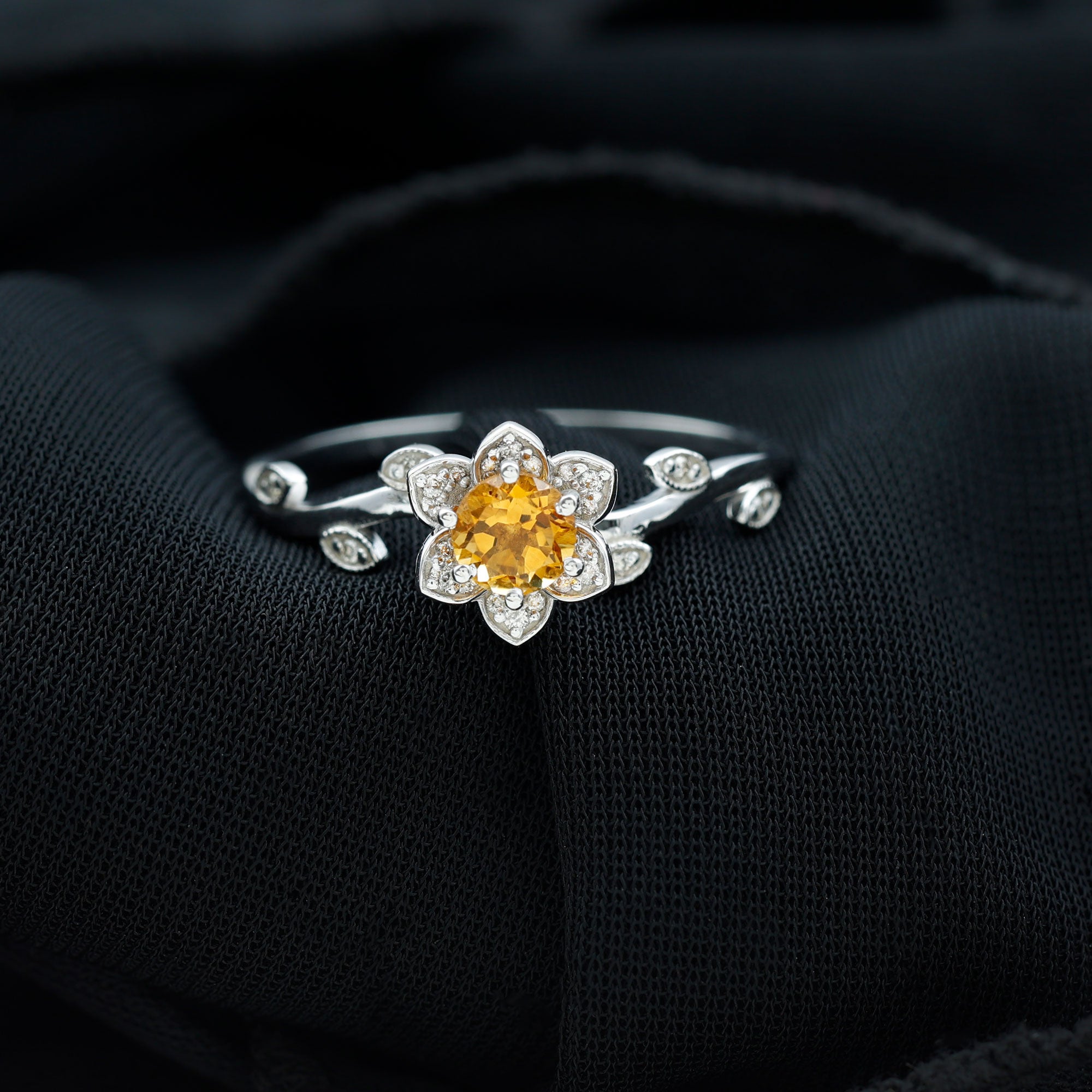 Nature Inspired Citrine and Diamond Engagement Ring Citrine - ( AAA ) - Quality - Rosec Jewels