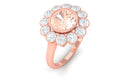 3.5 CT Round Shape Morganite and Moissanite Halo Engagement Ring Morganite - ( AAA ) - Quality - Rosec Jewels