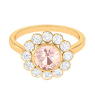 3.5 CT Round Shape Morganite and Moissanite Halo Engagement Ring Morganite - ( AAA ) - Quality - Rosec Jewels