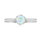 Real Ethiopian Opal Solitaire Engagement Ring with Diamond Ethiopian Opal - ( AAA ) - Quality - Rosec Jewels