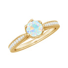 Real Ethiopian Opal Solitaire Engagement Ring with Diamond Ethiopian Opal - ( AAA ) - Quality - Rosec Jewels