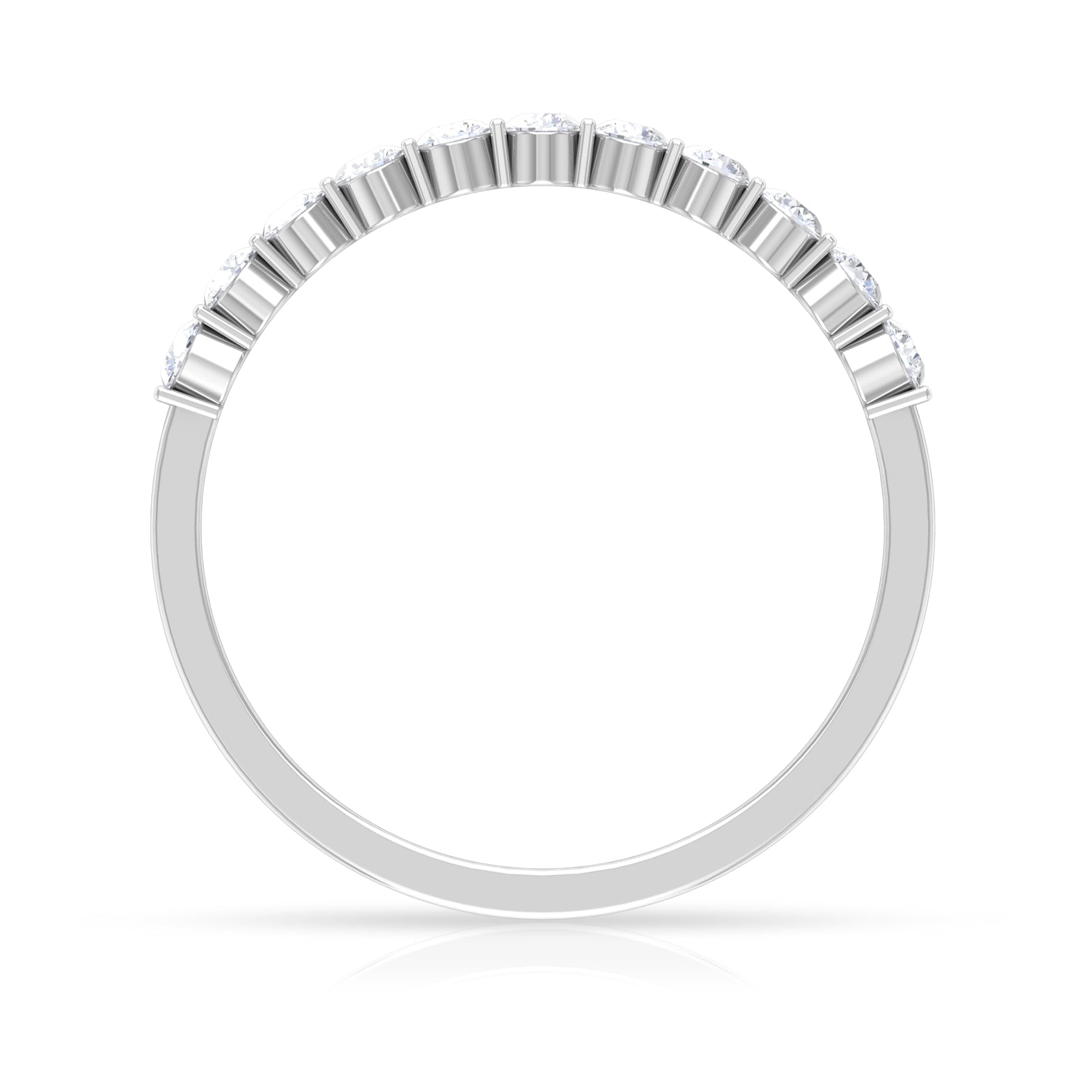 Minimal Moissanite Half Eternity Band Ring in Bar Setting Moissanite - ( D-VS1 ) - Color and Clarity - Rosec Jewels