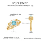 Vintage Inspired Real Sky Blue Topaz and Diamond Engagement Ring Sky Blue Topaz - ( AAA ) - Quality - Rosec Jewels