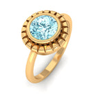 Bezel Set Aquamarine Solitaire Engagement Ring Aquamarine - ( AAA ) - Quality - Rosec Jewels