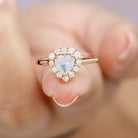 Heart Shape Ethiopian Opal Halo Engagement with Diamond Ethiopian Opal - ( AAA ) - Quality - Rosec Jewels