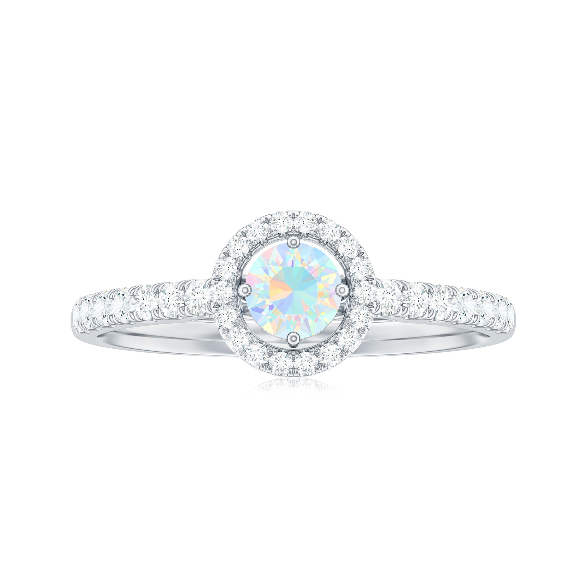 0.75 CT Ethiopian Opal and Diamond Halo Engagement Ring Ethiopian Opal - ( AAA ) - Quality - Rosec Jewels