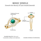 Lab Grown Emerald and Diamond Crossover Ring Lab Created Emerald - ( AAAA ) - Quality - Rosec Jewels