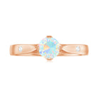 Natural Ethiopian Opal Solitaire Ring with Diamond Ethiopian Opal - ( AAA ) - Quality - Rosec Jewels