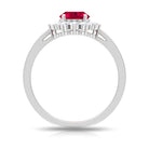 Ruby and Diamond Floral Engagement Ring Ruby - ( AAA ) - Quality - Rosec Jewels