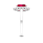 Ruby and Diamond Floral Engagement Ring Ruby - ( AAA ) - Quality - Rosec Jewels