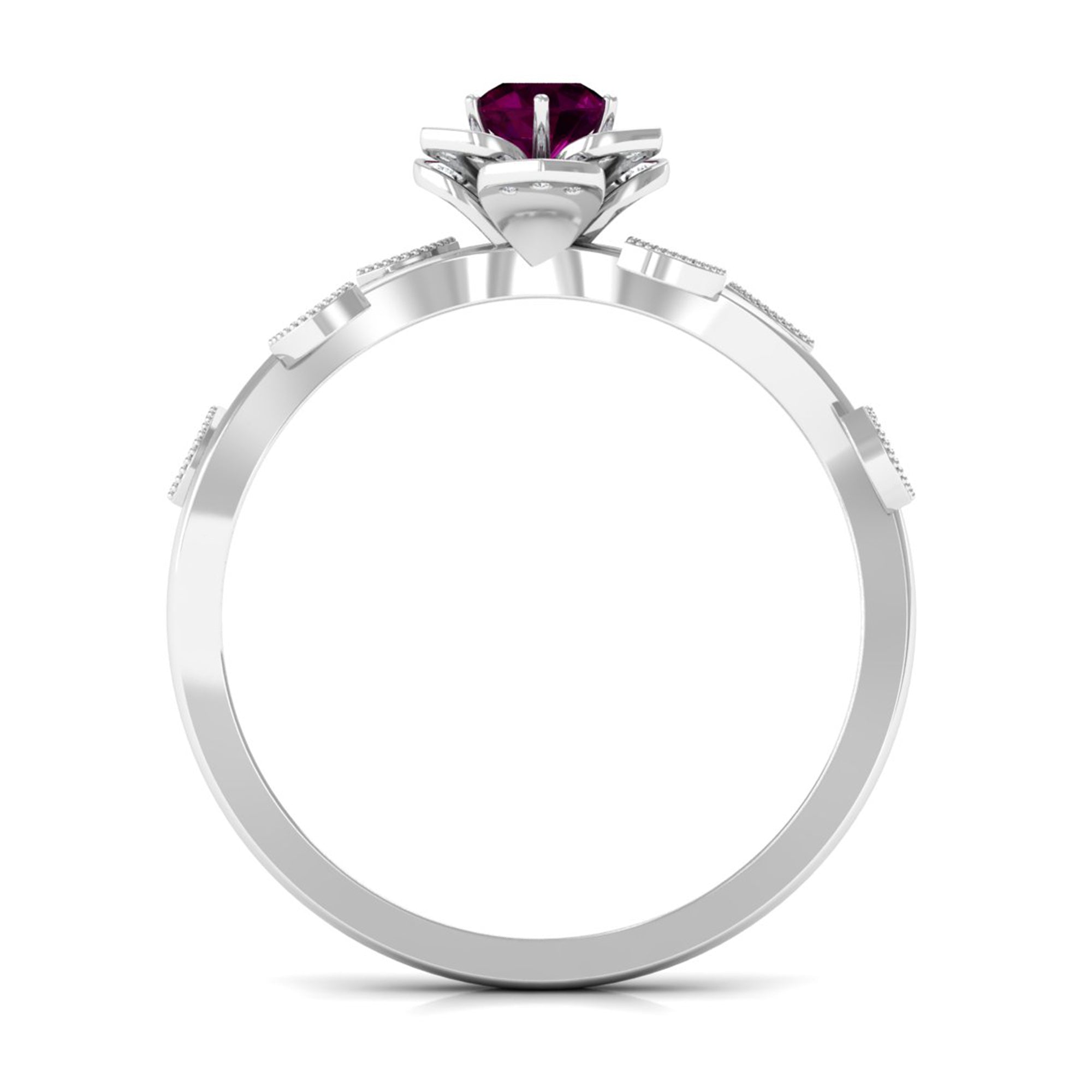 Nature Inspired Rhodolite Garnet Engagement Ring Rhodolite - ( AAA ) - Quality - Rosec Jewels