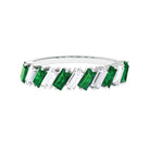 1.50 CT Certified Created Emerald Half Eternity Ring with Moissanite Lab Created Emerald - ( AAAA ) - Quality - Rosec Jewels