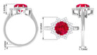 Created Ruby Star Shape Engagement Ring with Diamond Lab Created Ruby - ( AAAA ) - Quality - Rosec Jewels
