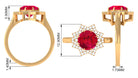 Created Ruby Star Shape Engagement Ring with Diamond Lab Created Ruby - ( AAAA ) - Quality - Rosec Jewels