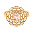 Morganite and Diamond Flower Statement Ring Morganite - ( AAA ) - Quality - Rosec Jewels