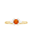 Claw Set Round Fire Opal and Diamond Promise Ring Fire Opal - ( AAA ) - Quality - Rosec Jewels